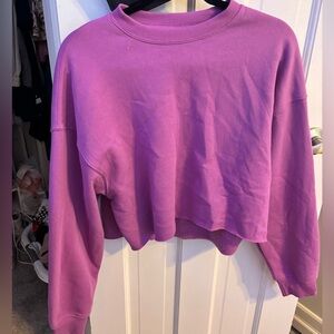 Purple cropped sweater.